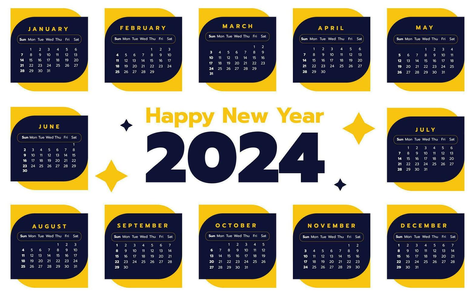 Calendar Template Design For 2024 vector