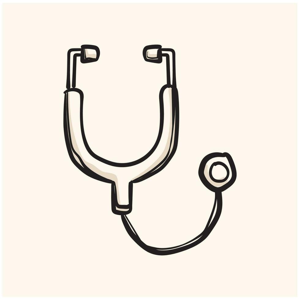 Modern stethoscope doodle. High quality doodles. Stethoscope doodle in modern line style. vector