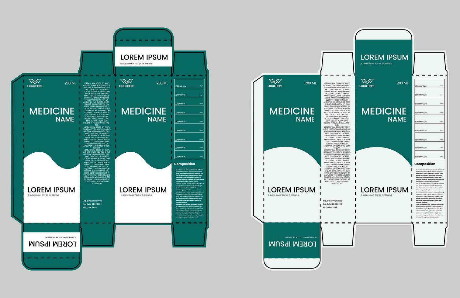 Medicine package box design. healthcare medicine box package creative design. medicine box vector design.Web