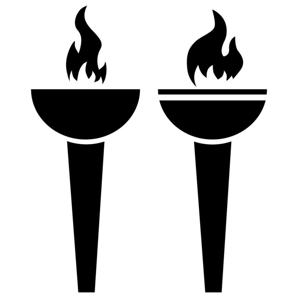 Black flat icon of torch with fire vector