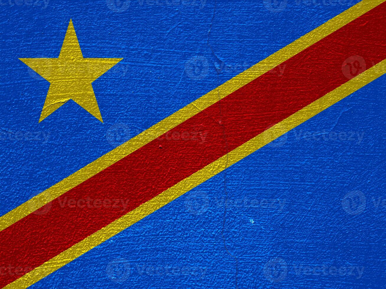 Flag of Democratic Republic of the Congo on a textured background. Concept collage. photo