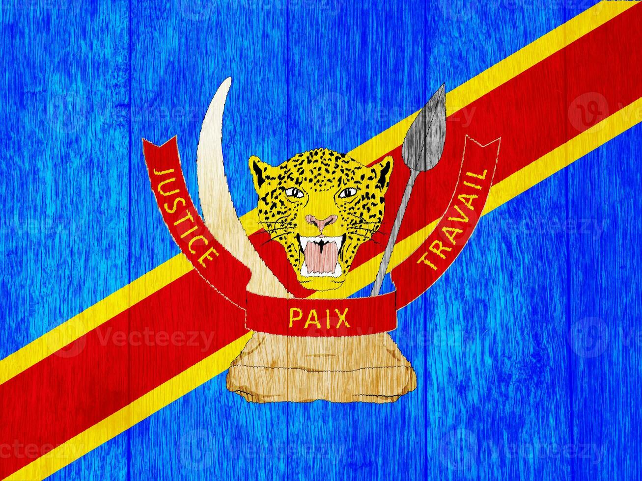 Flag and coat of arms of Democratic Republic of the Congo on a textured background. Concept collage. photo