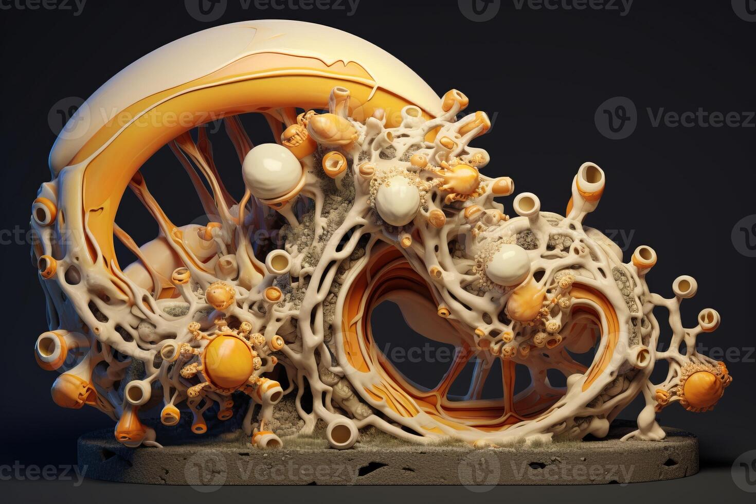 3D Render Surreal Abstract Nature and Geometry Fusion Sculpture photo