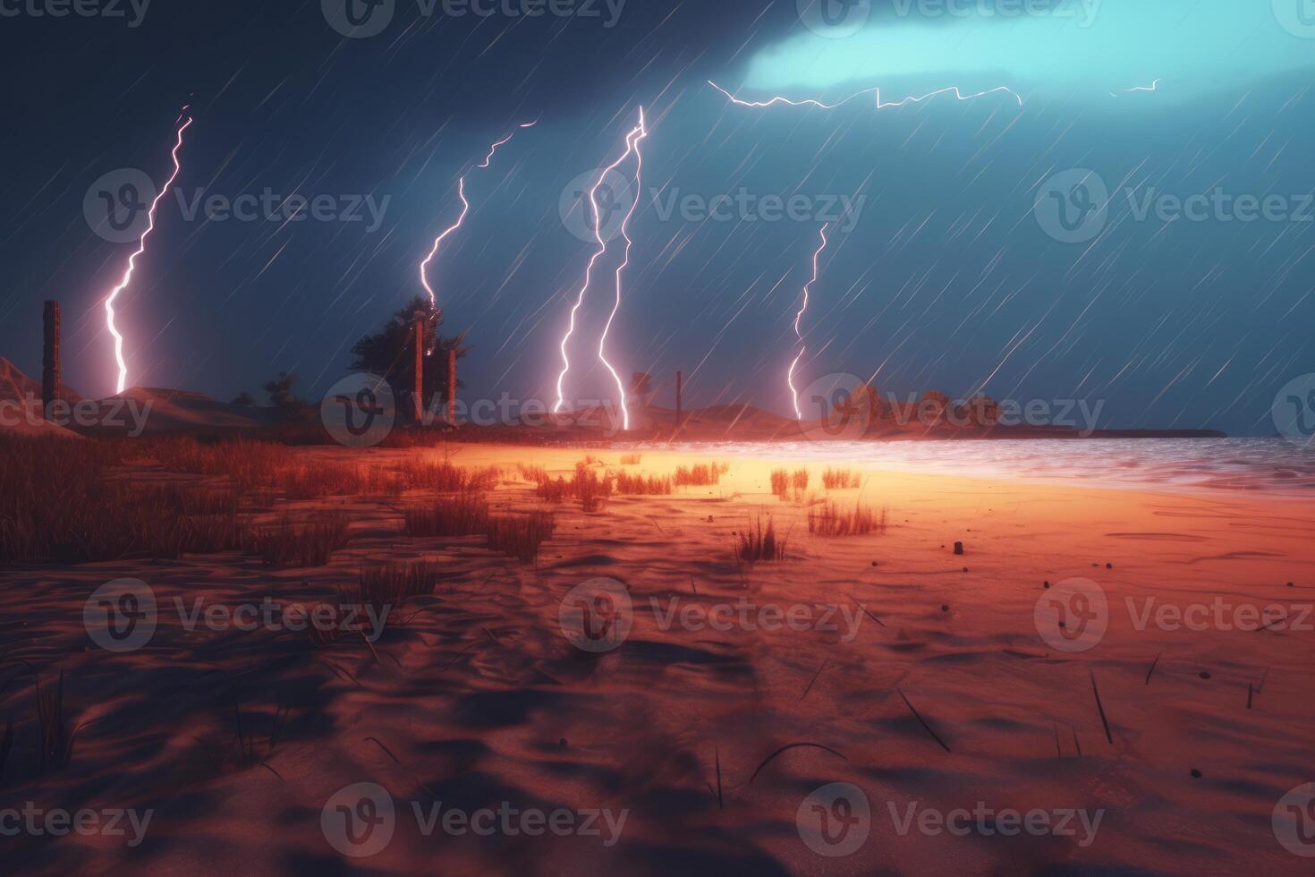 3D Render Stormy Beachscape photo