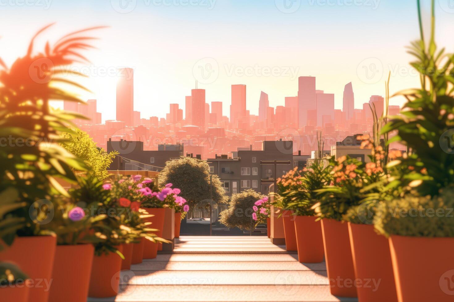 3D Render Summer City Background photo