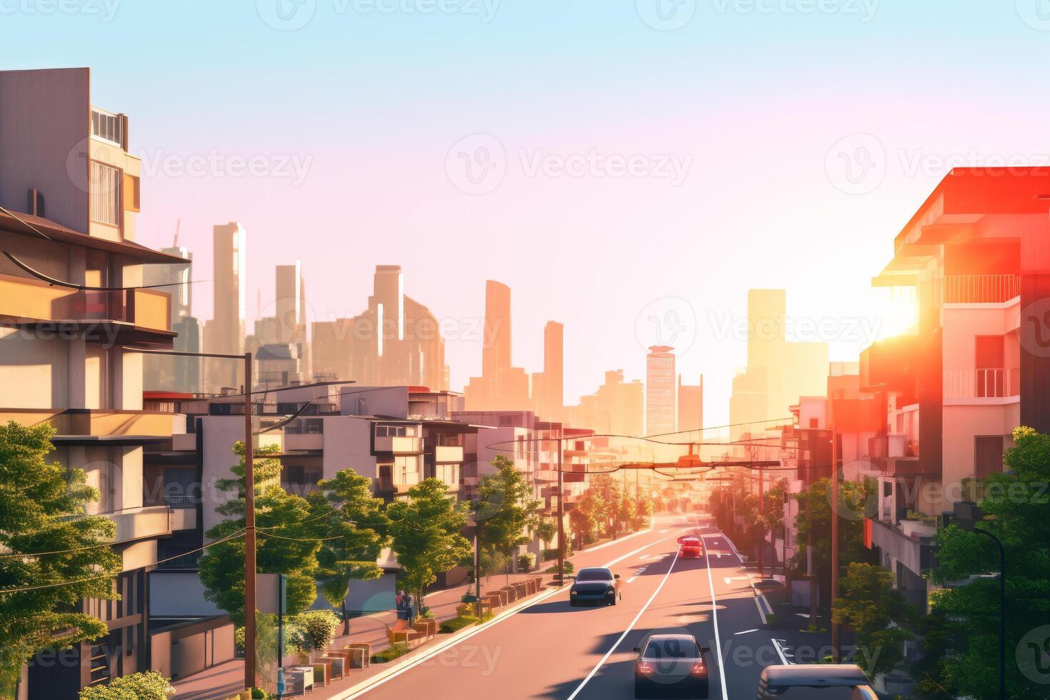 3D Render Summer City Background photo
