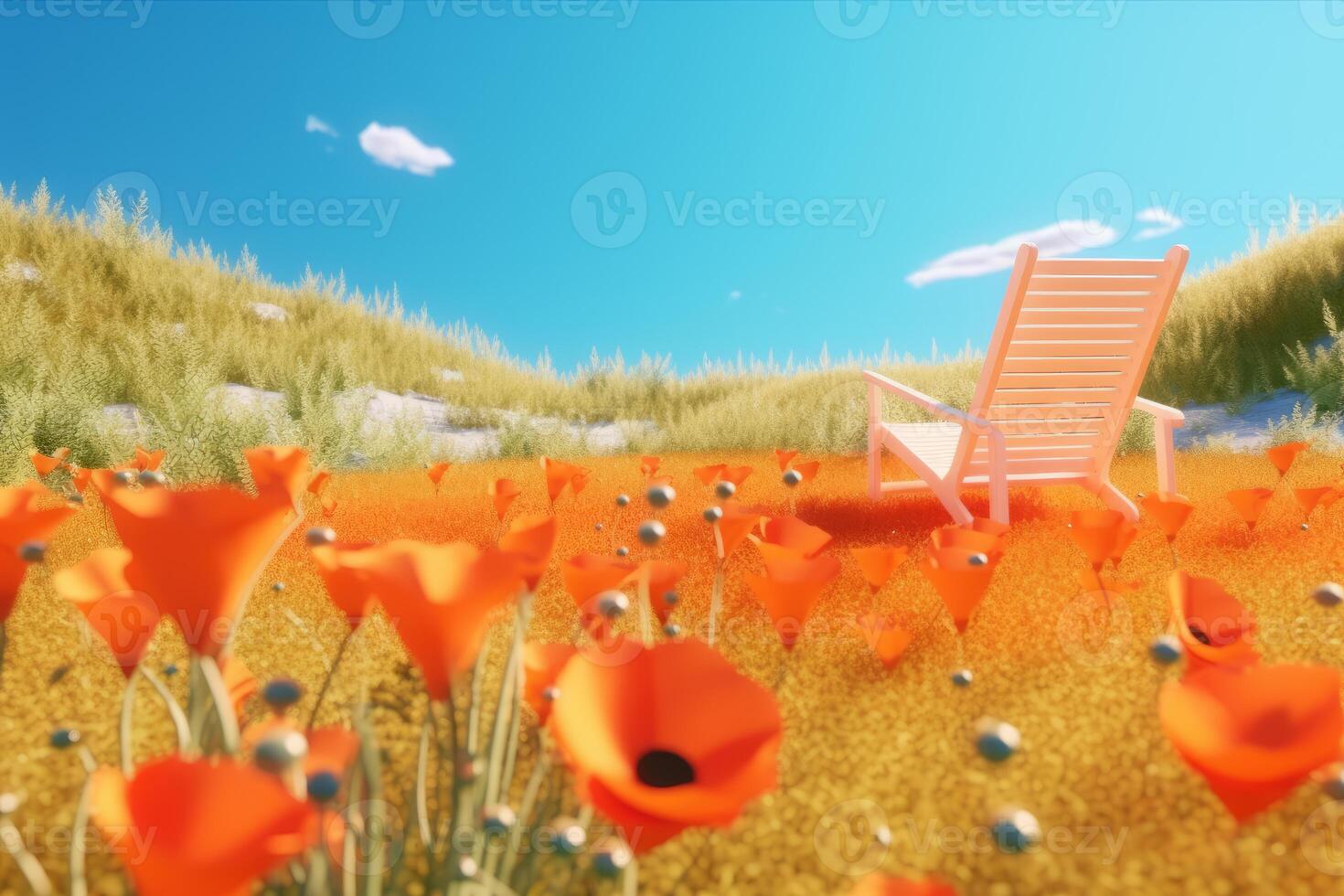 3D Render Summer Theme Landscape Background photo