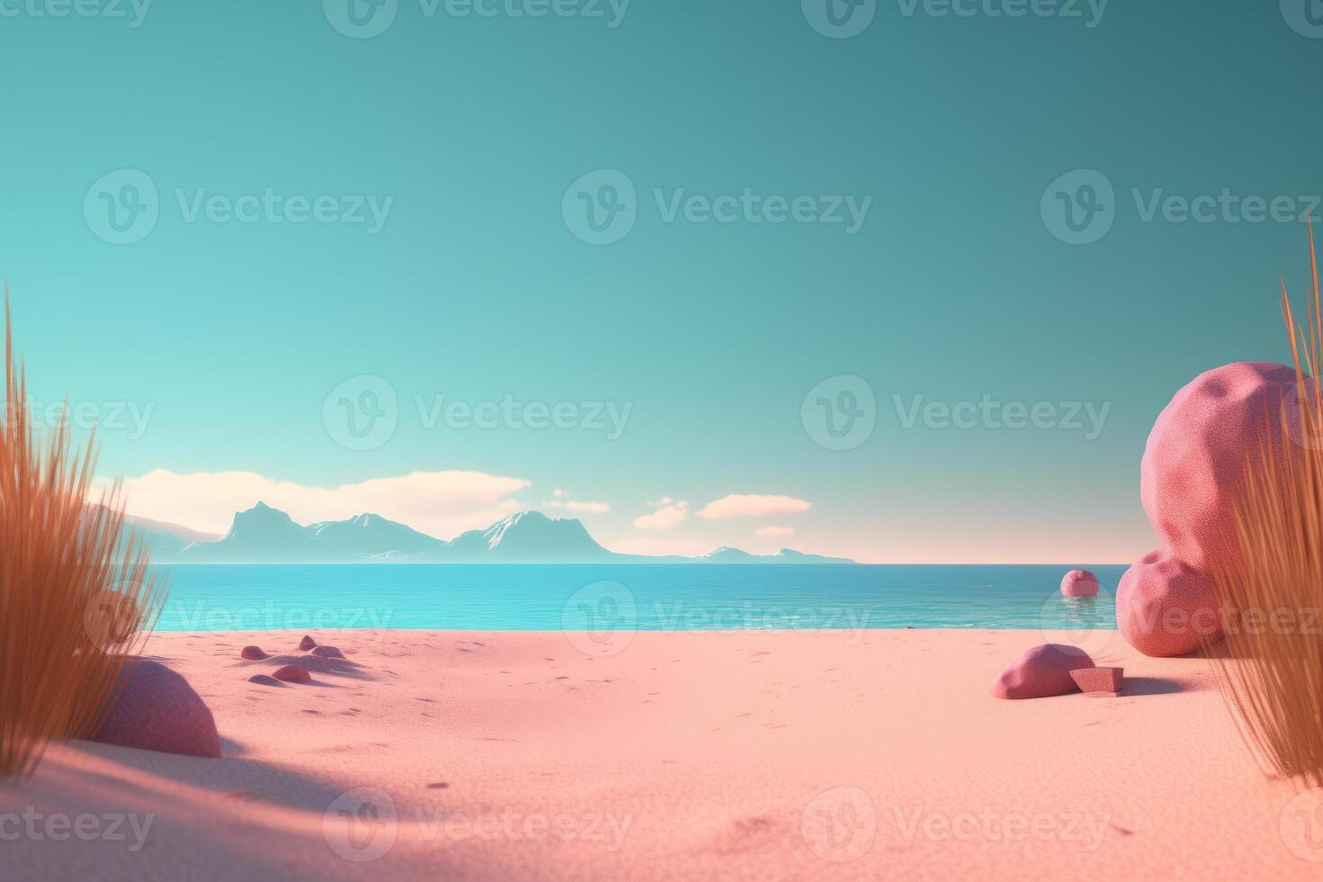 3D Render Summer Beachscape photo