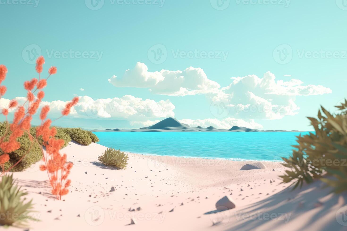 3D Render Summer Beachscape photo