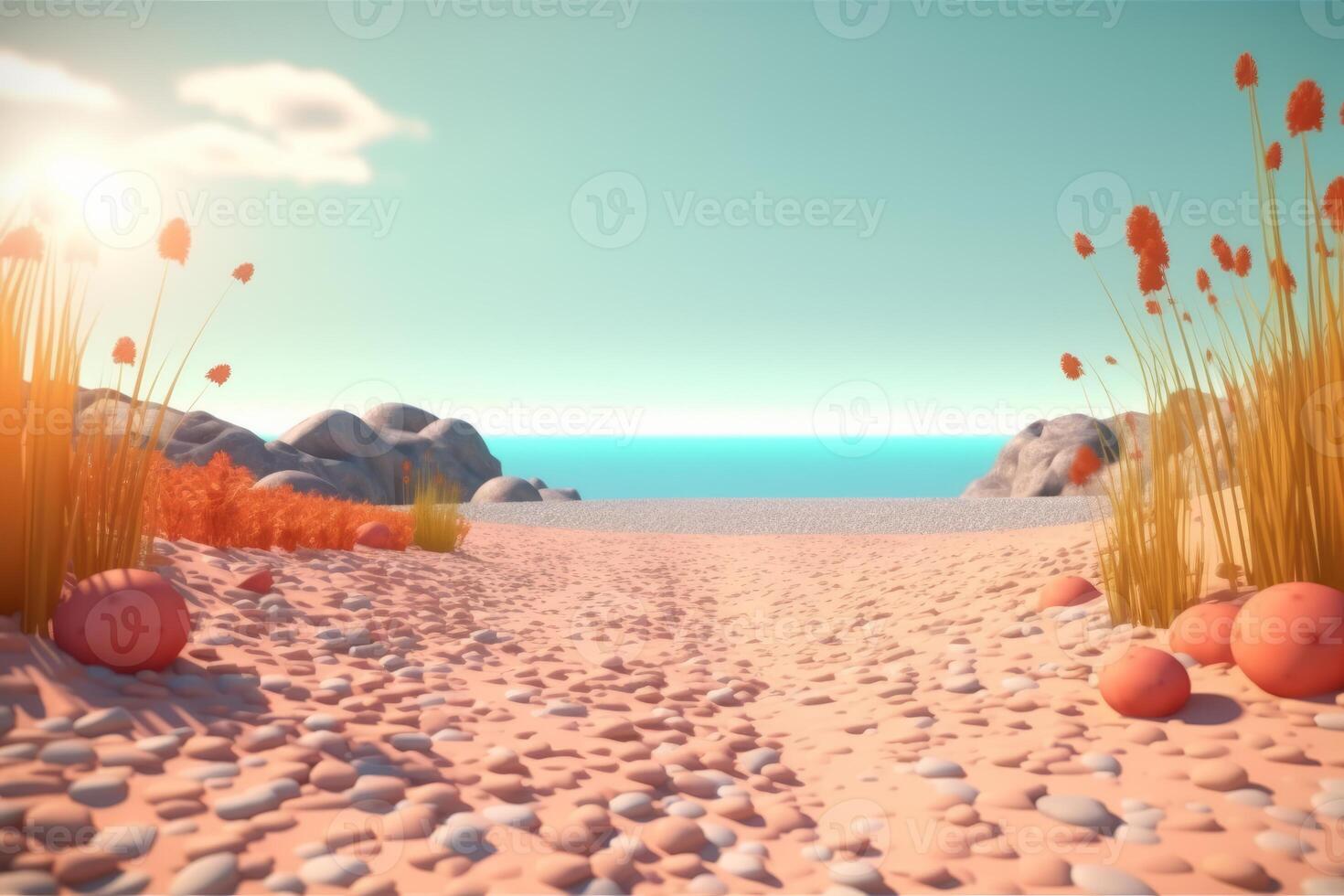 3D Render Summer Beachscape photo