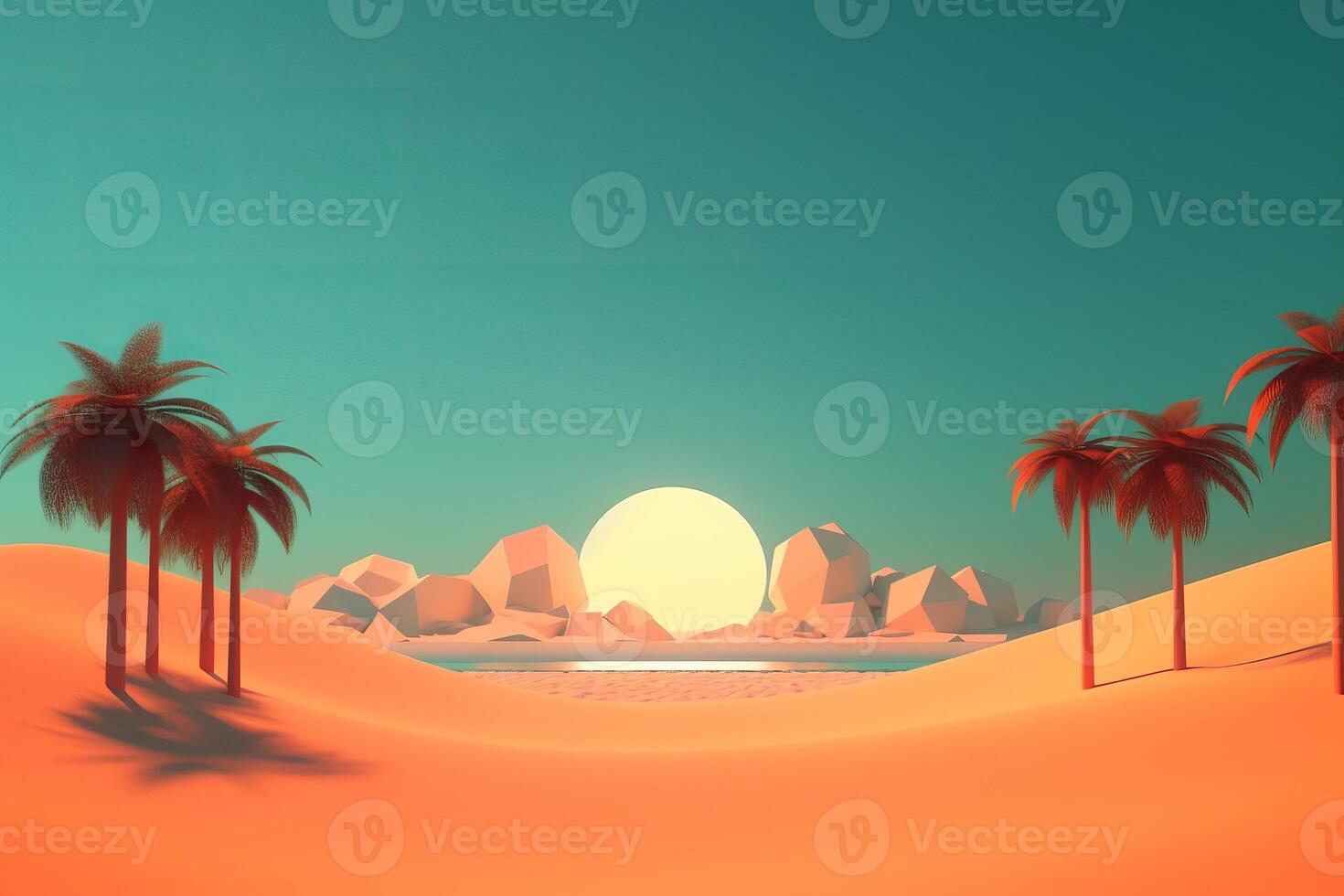 3D Render Summer Beachscape photo
