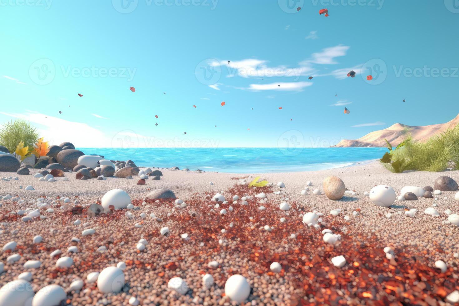 3D Render Summer Beachscape photo