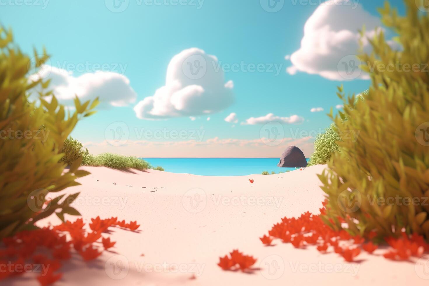 3D Render Summer Beachscape photo