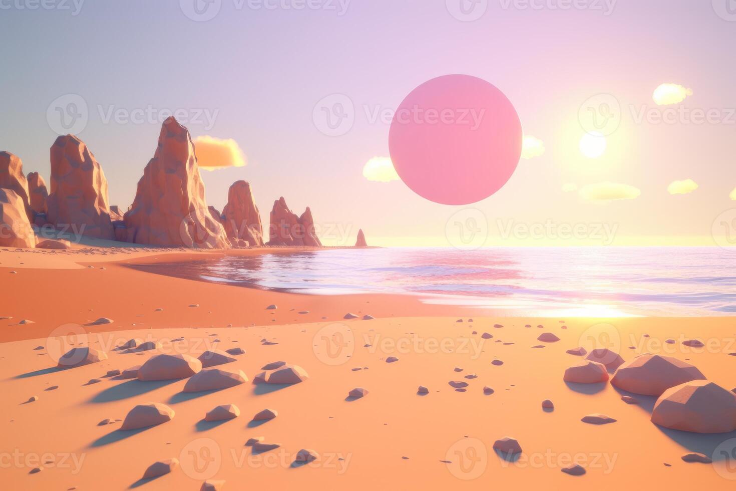 3D Render Beachscape Background photo