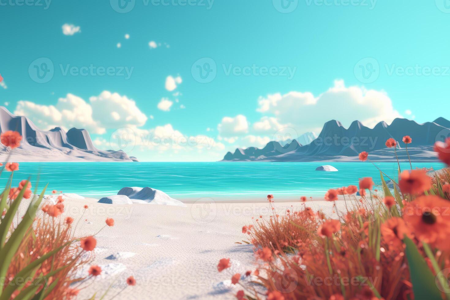 3D Render Beachscape Background photo