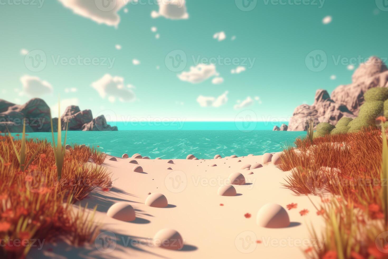 3D Render Beachscape Background photo