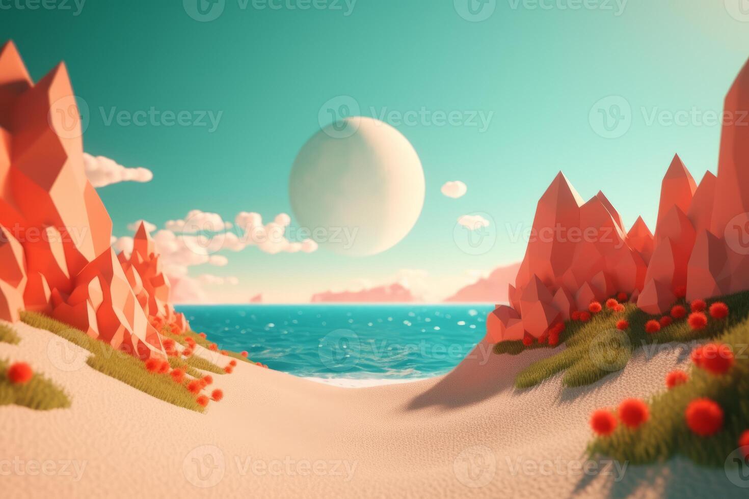 3D Render Beachscape Background photo