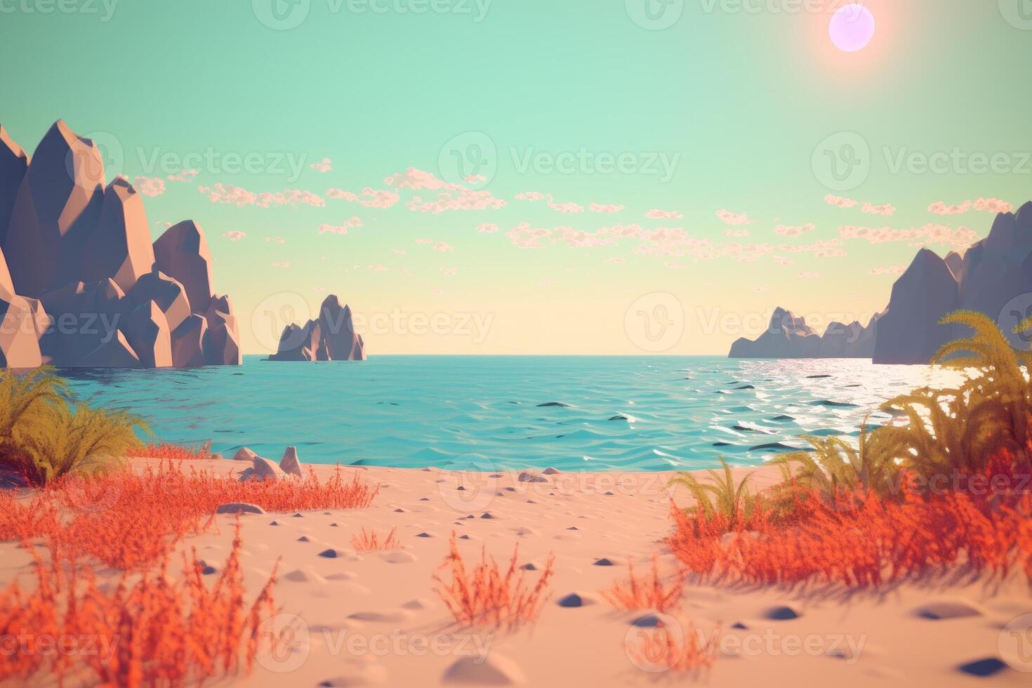 3D Render Beachscape Background photo