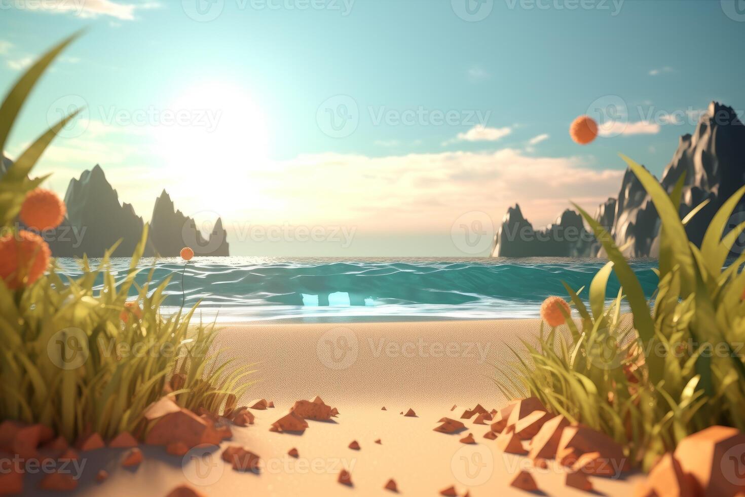 3D Render Beachscape Background photo