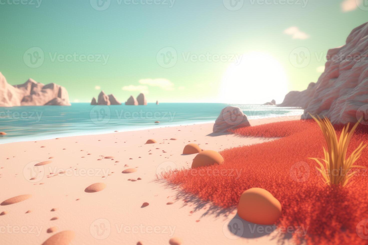 3D Render Beachscape Background photo