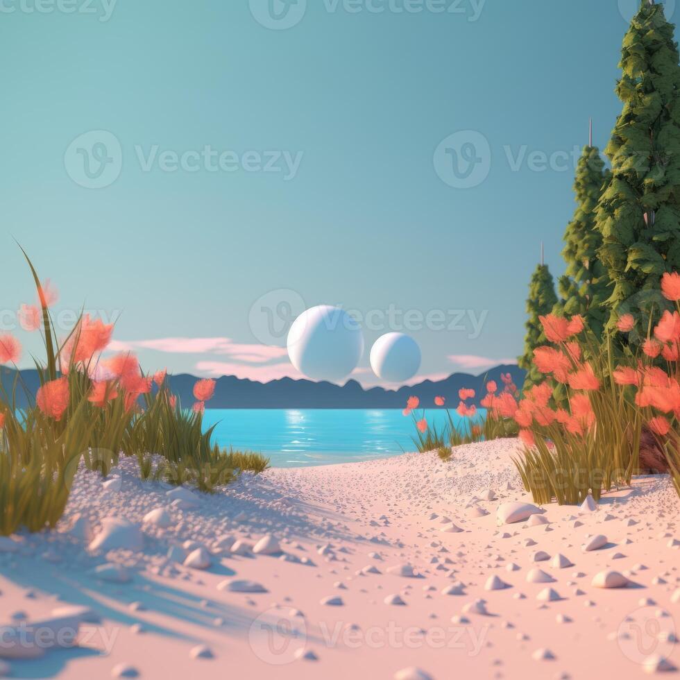 3D Render Beachscape Background photo