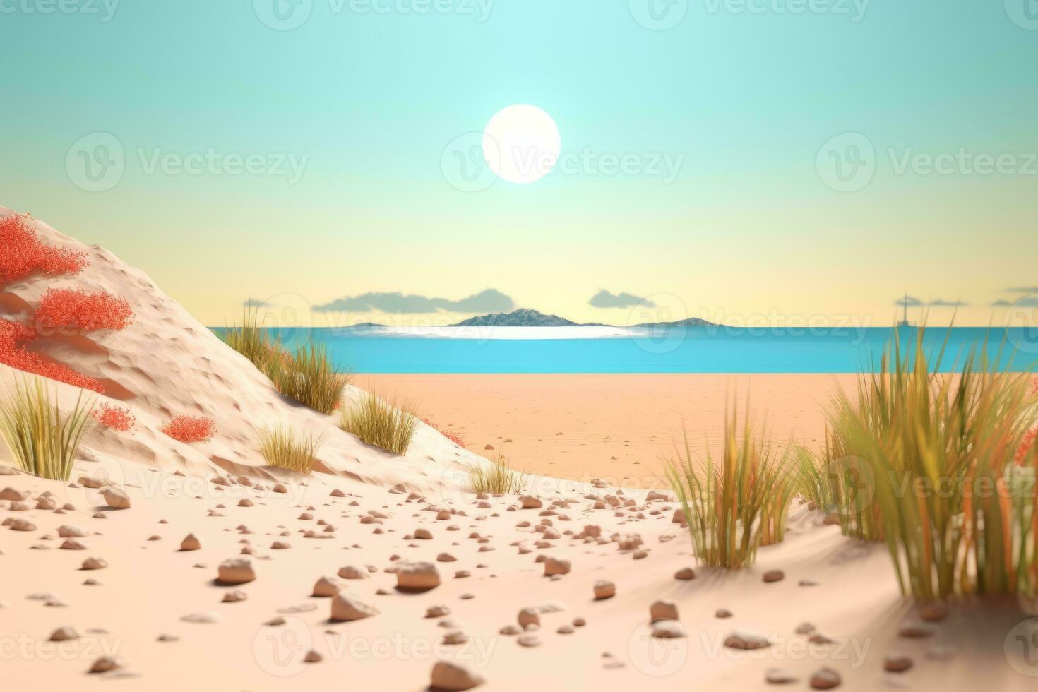 3D Render Beachscape Background Generative AI photo