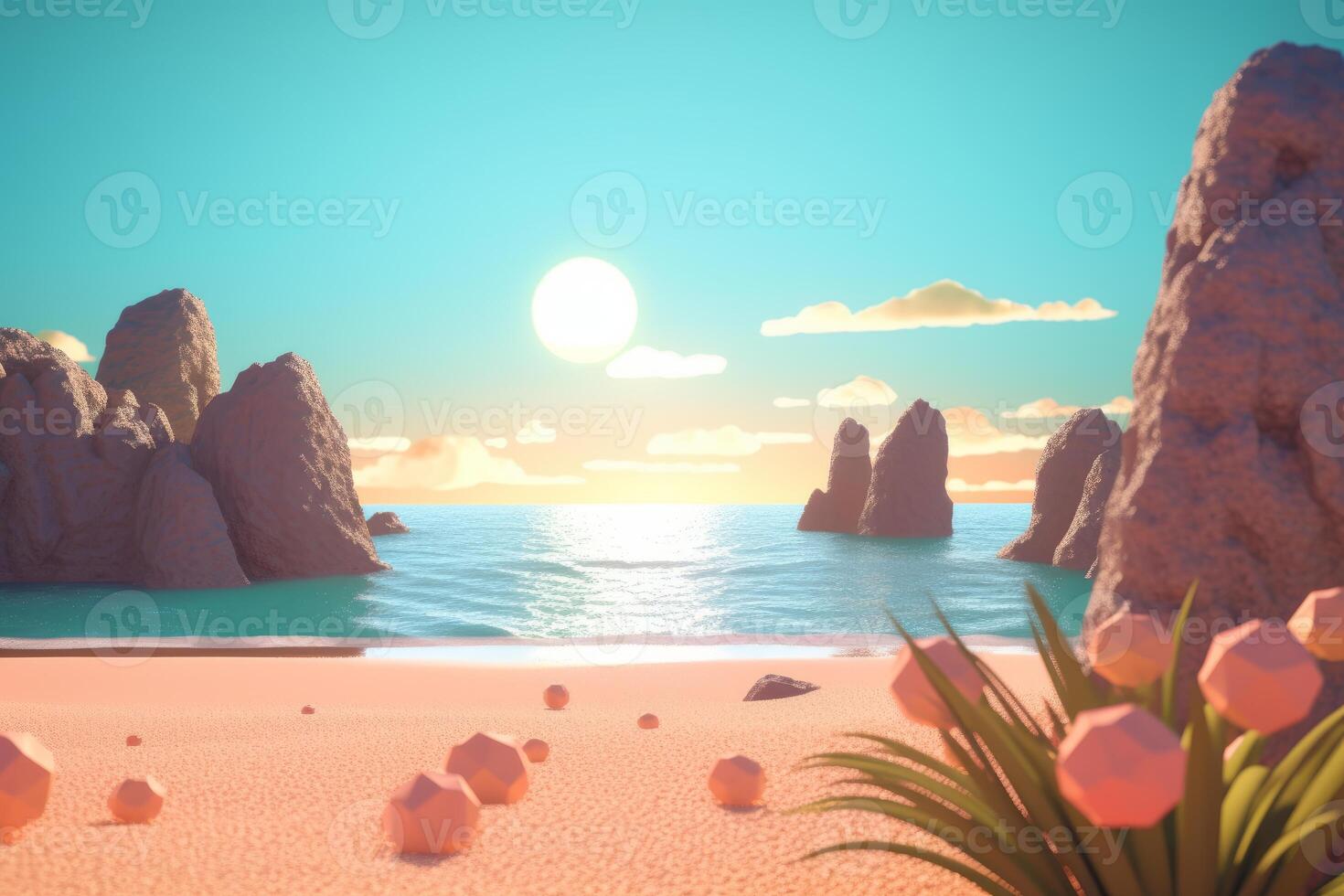 3D Render Beachscape Background photo