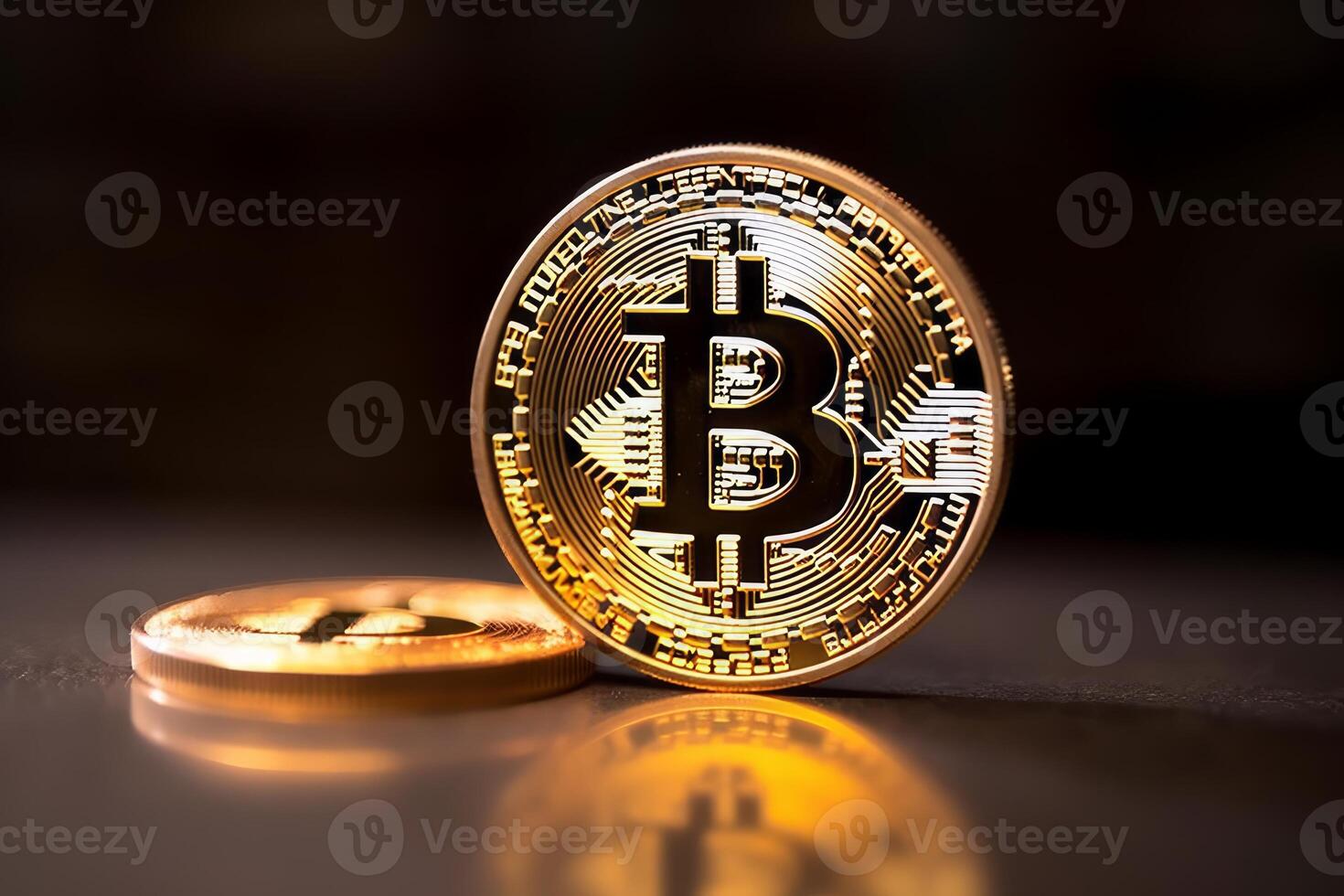 Closeup of a Bitcoin in a Bank photo