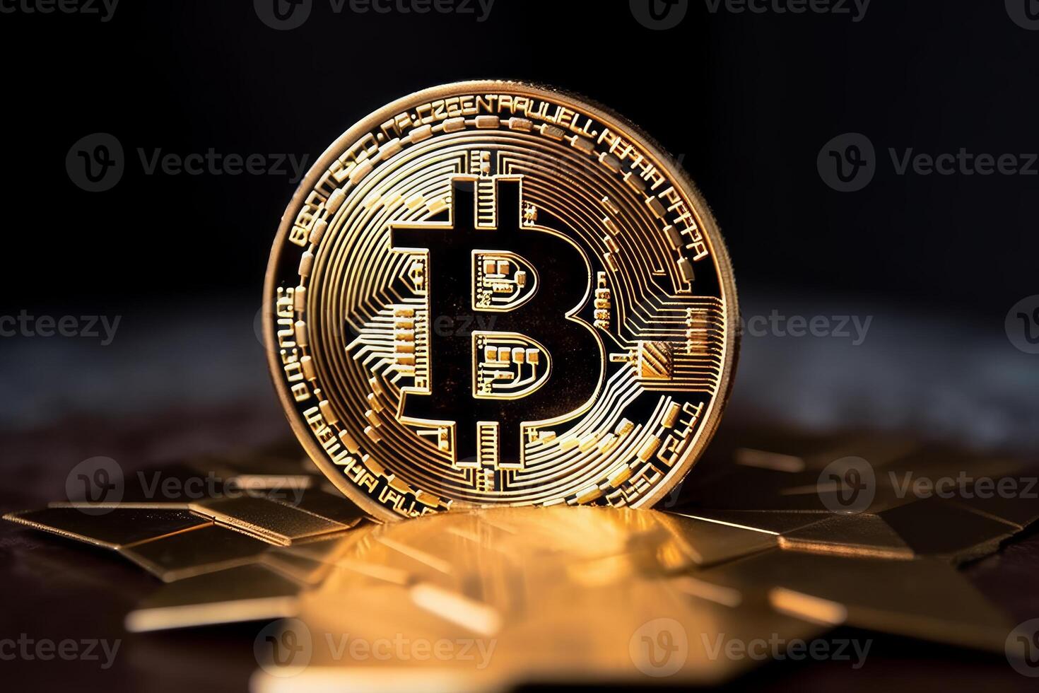 Closeup of a Bitcoin in a Bank photo