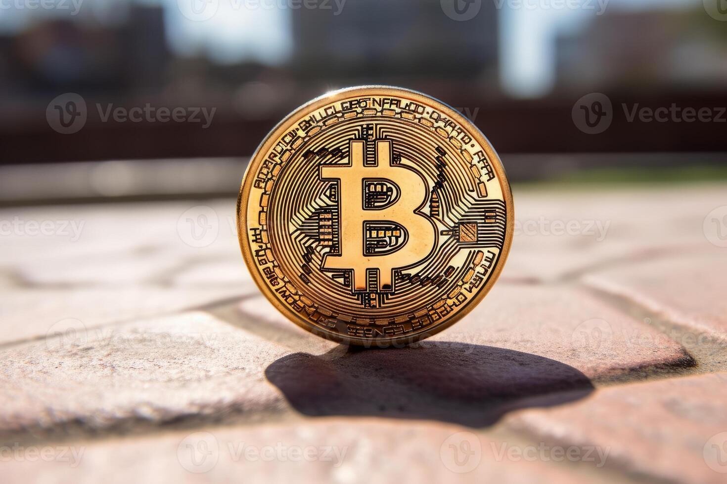 Closeup of a Bitcoin in a Unique Setting photo