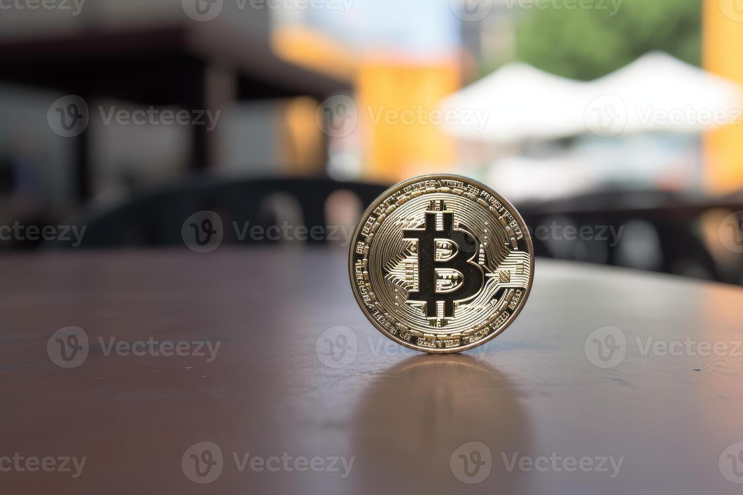 Closeup of a Bitcoin in a Unique Setting photo