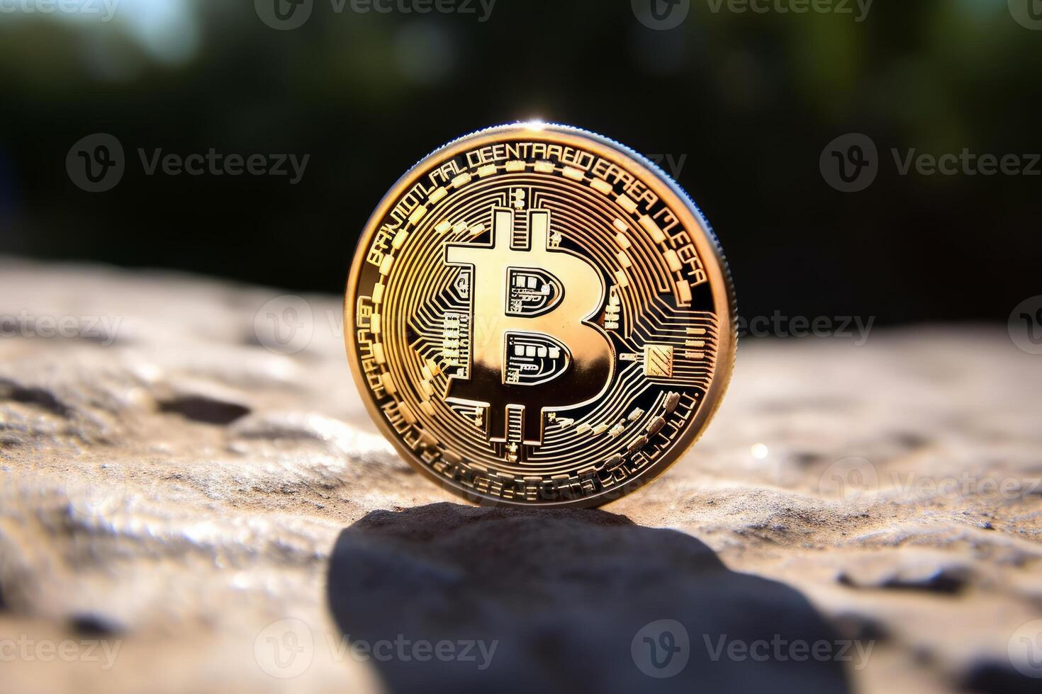 Closeup of a Bitcoin in a Unique Setting photo