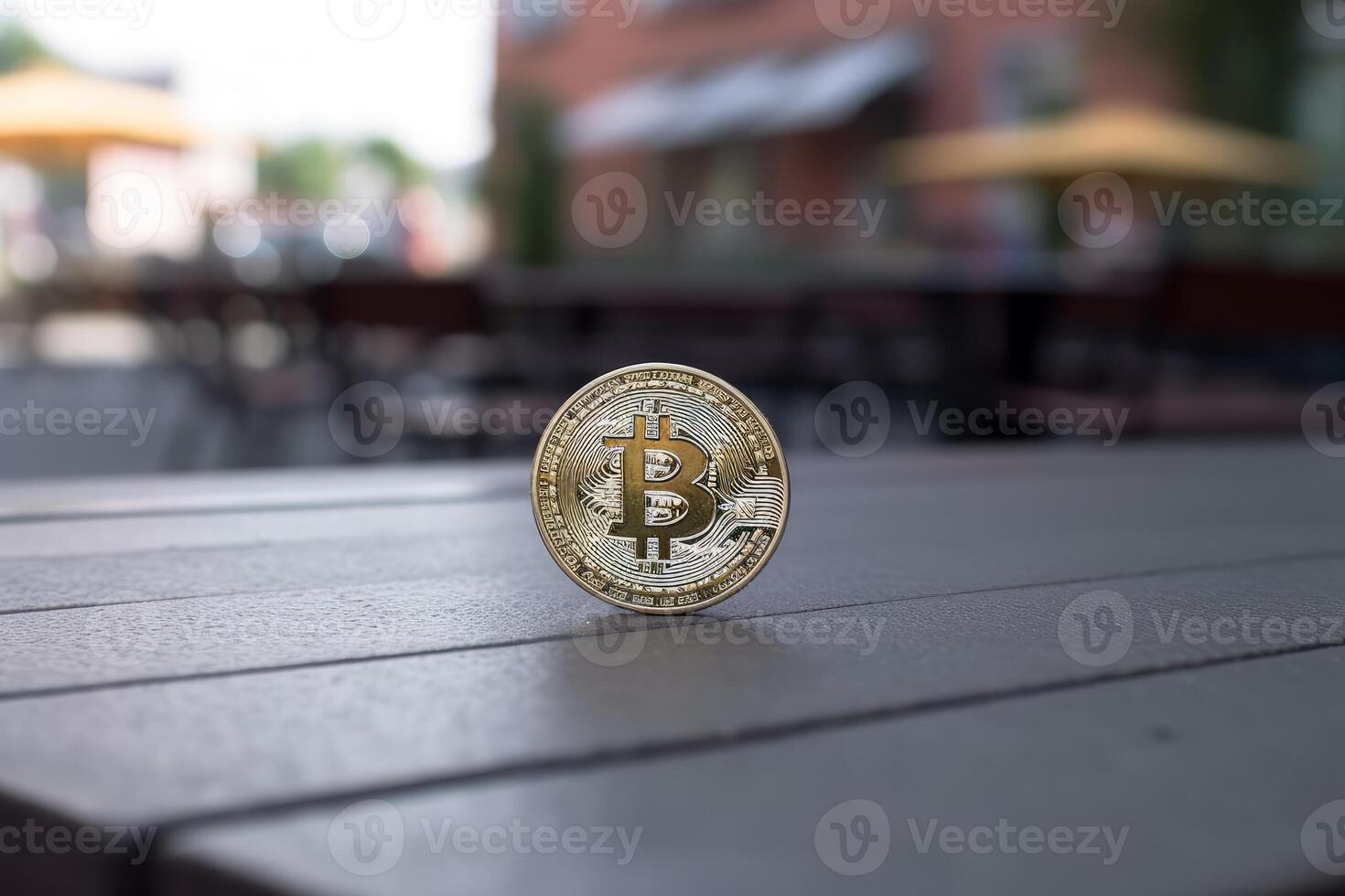 Closeup of a Bitcoin in a Unique Setting photo