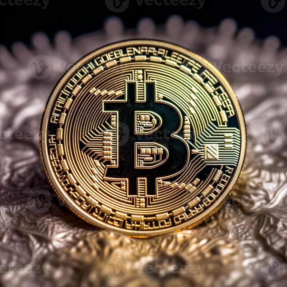 Closeup of a Bitcoin with a Unique Backdrop photo
