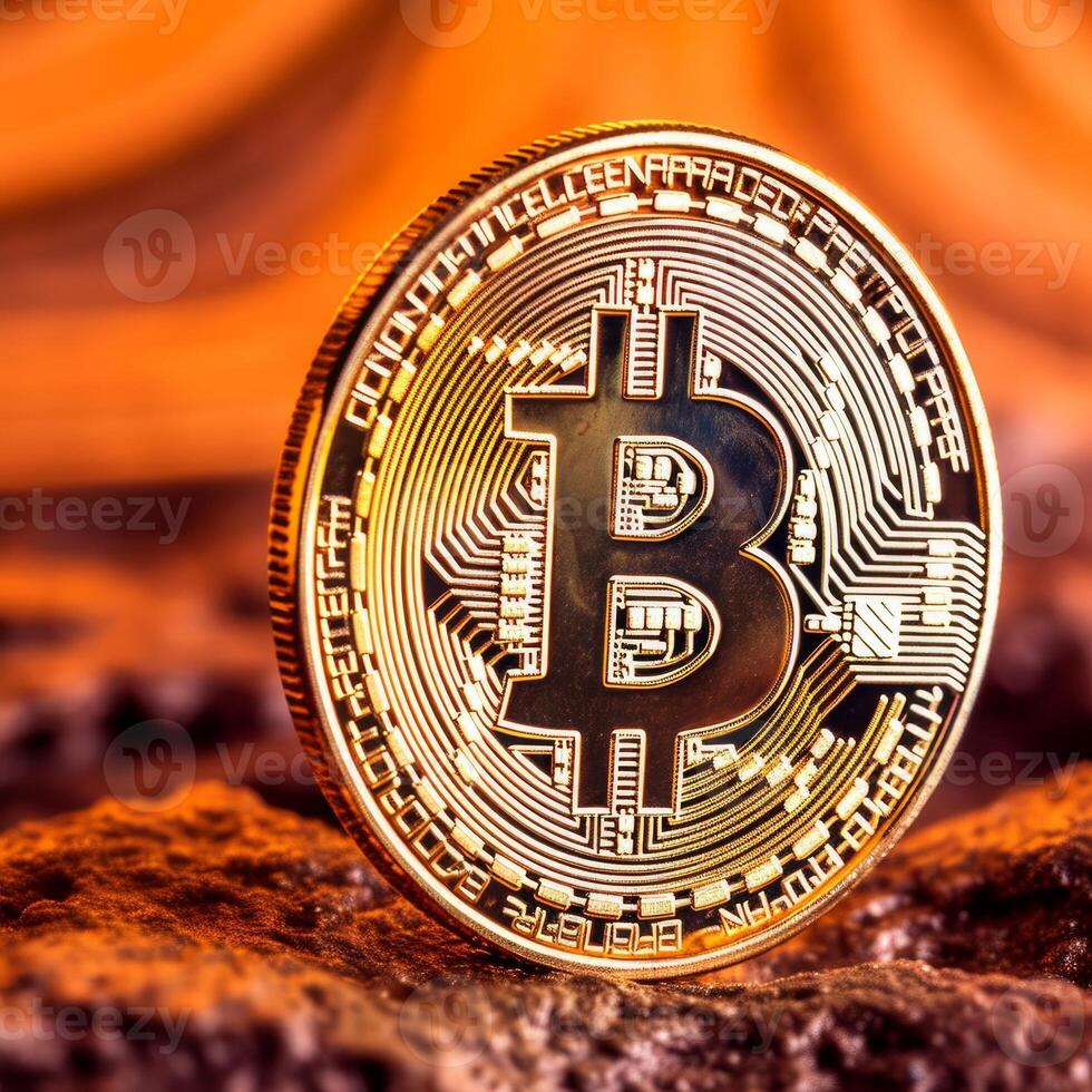Closeup of a Bitcoin with a Unique Backdrop photo