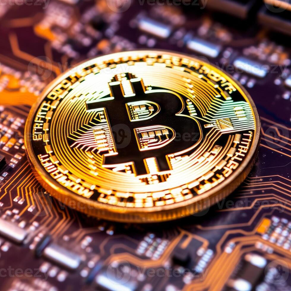 Closeup of a Bitcoin with a Unique Backdrop photo