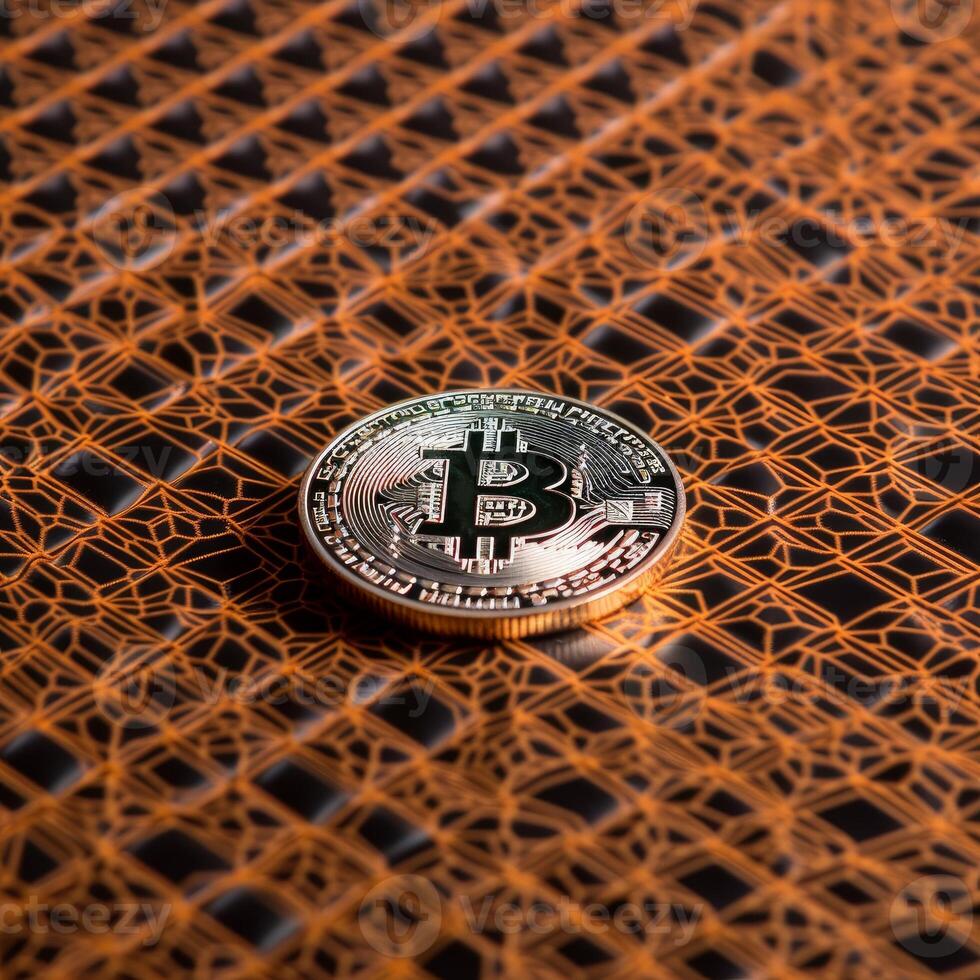Closeup of a Bitcoin with a Unique Backdrop photo
