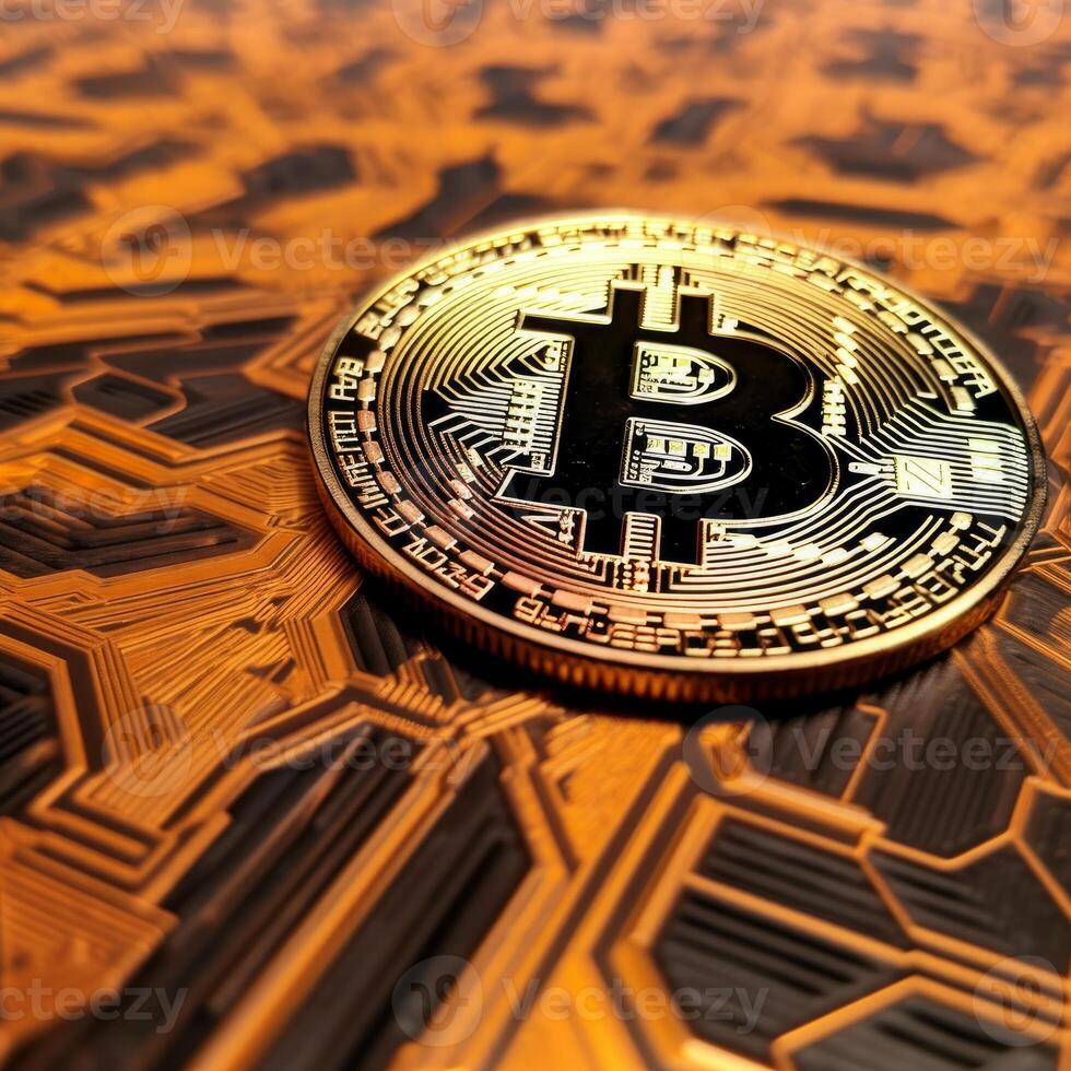 Closeup of a Bitcoin with a Unique Backdrop photo