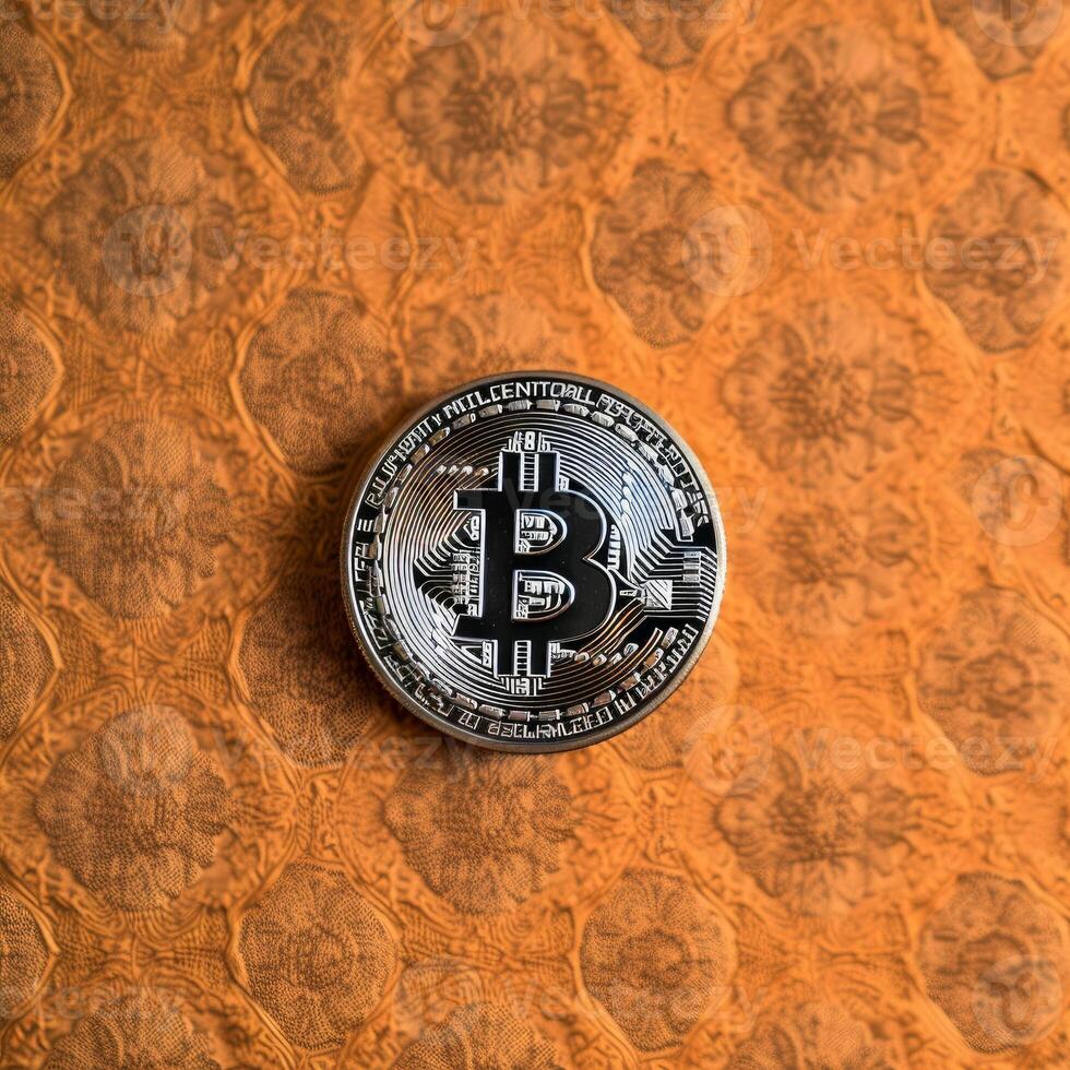 Closeup of a Bitcoin with a Unique Backdrop photo