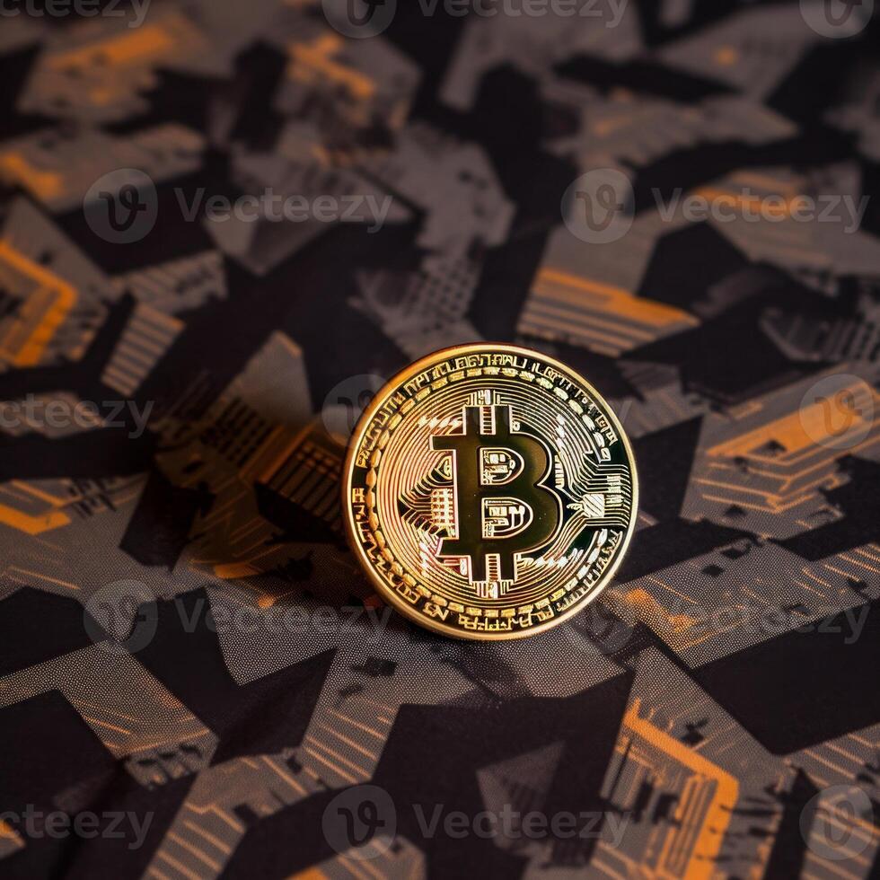Closeup of a Bitcoin with a Unique Backdrop photo