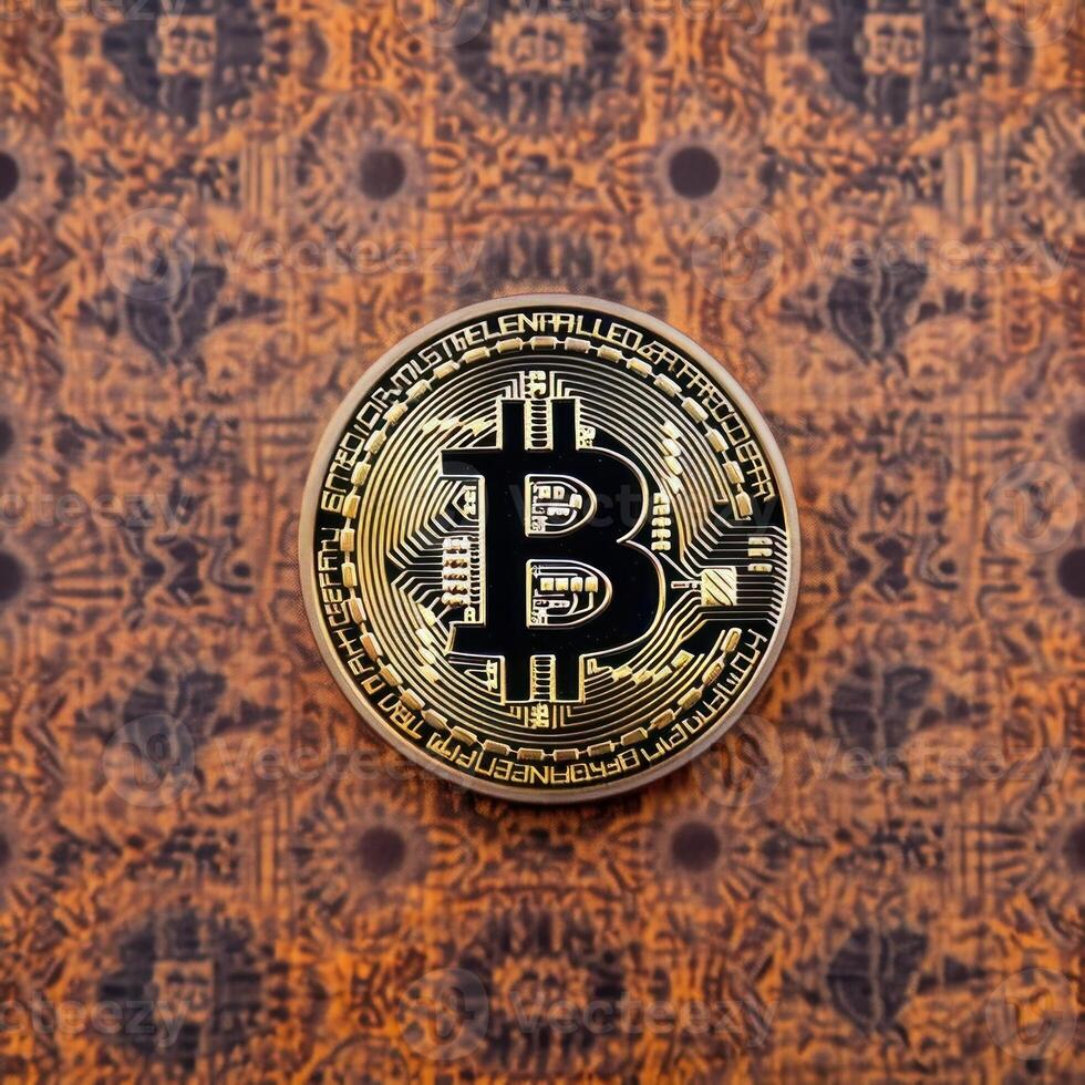 Closeup of a Bitcoin with a Unique Backdrop photo