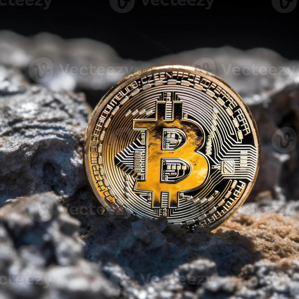 Closeup of a Bitcoin with a Unique Backdrop photo