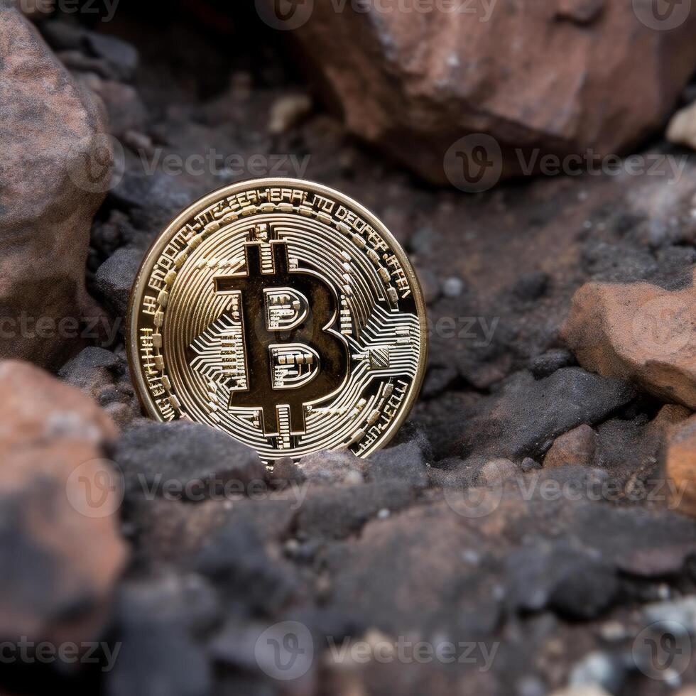 Closeup of a Bitcoin with a Unique Backdrop photo
