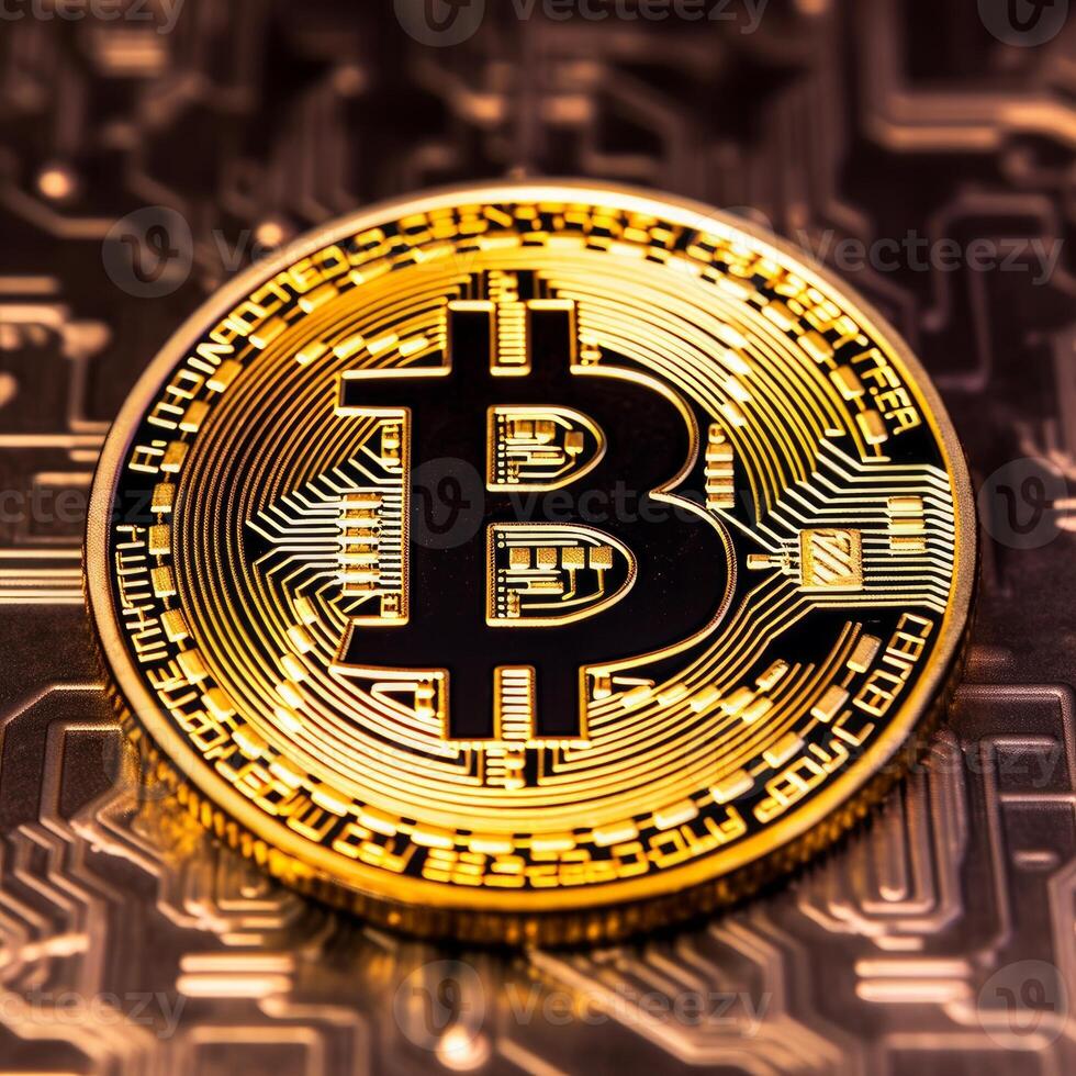 Closeup of a Bitcoin with a Unique Backdrop photo