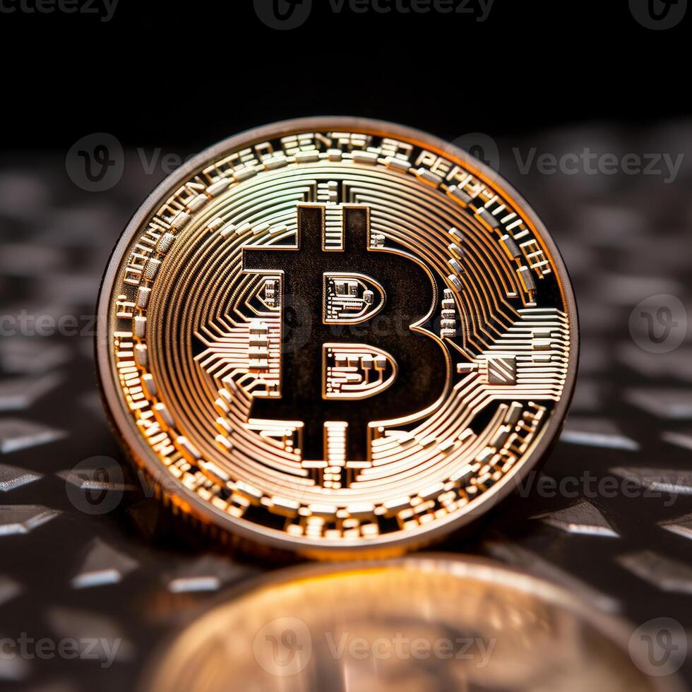 Closeup of a Bitcoin with a Unique Backdrop photo
