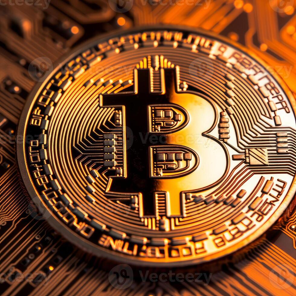 Closeup of a Bitcoin with a Unique Backdrop photo