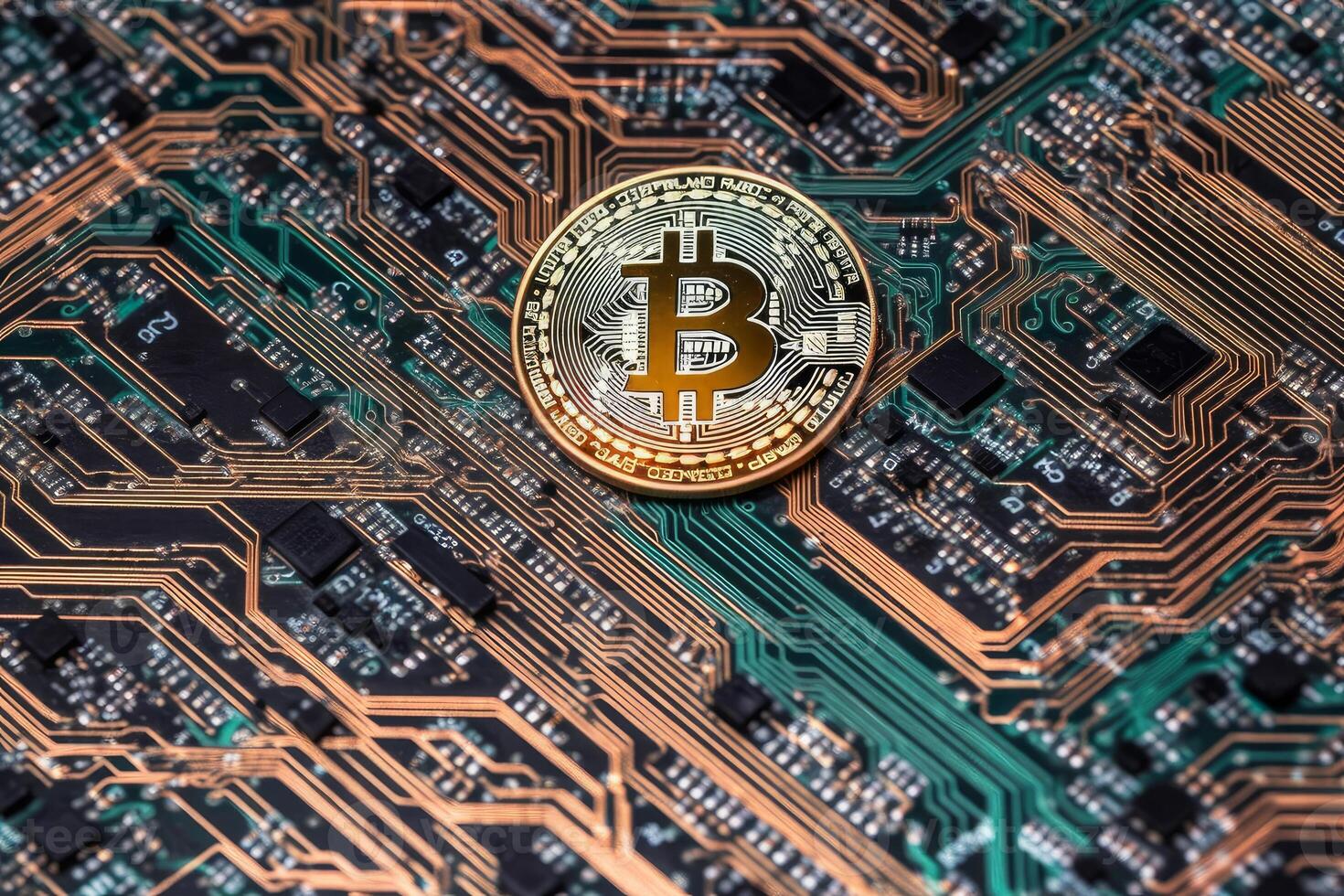 Closeup of a Bitcoin with a Unique Backdrop photo