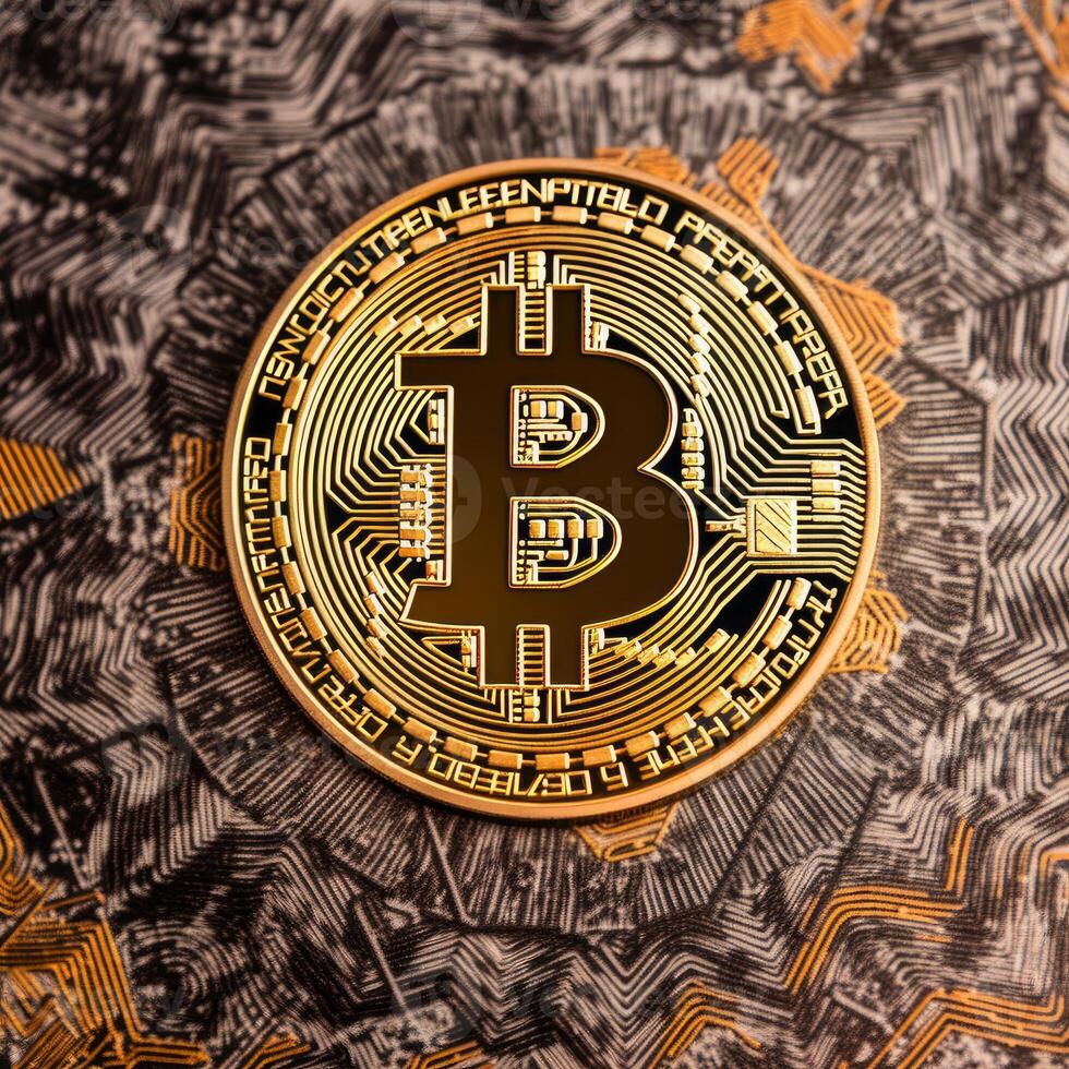 Closeup of a Bitcoin with a Unique Backdrop photo