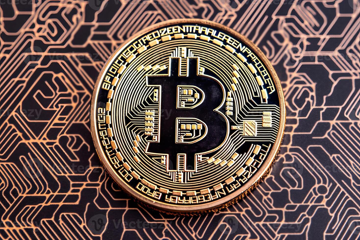 Closeup of a Bitcoin with a Unique Backdrop photo