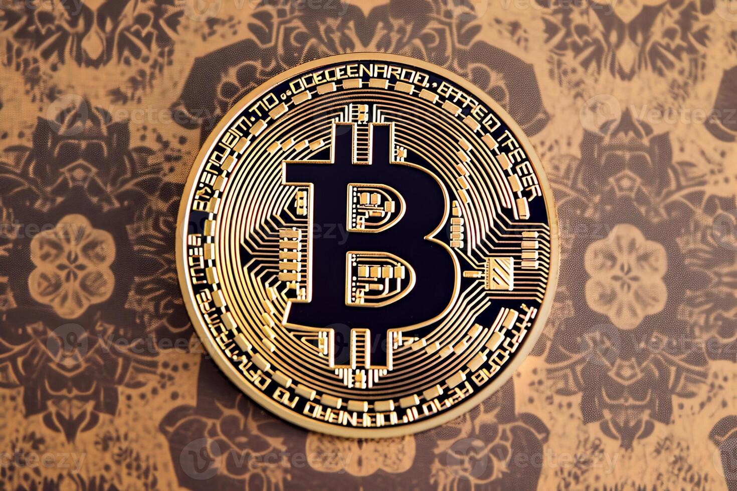 Closeup of a Bitcoin with a Unique Backdrop photo
